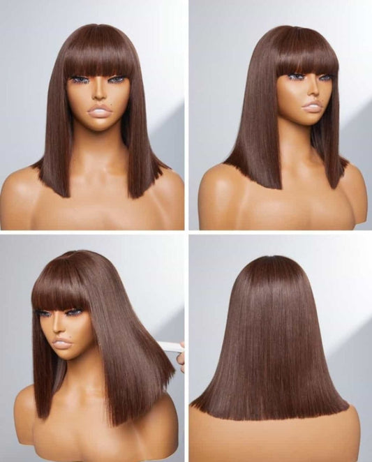 Jmkshair Virgin hair - Brown Bangs-JMK Hair & Braided Wigs-