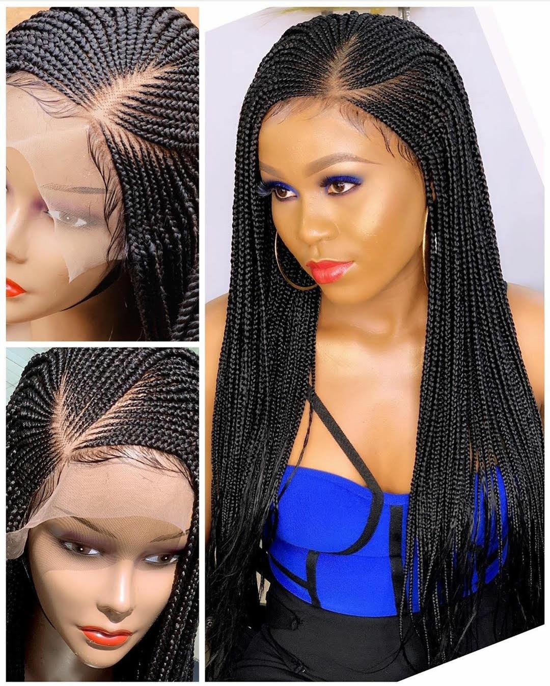 Custom Feed-In Braided wigs Cornrow Frontal Wig – JMK Hair & Braided Wigs